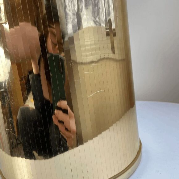 Vintage 1970s Metallic Gold Ice Bucket Clear Lucite Handle with Bar Utensils Bar - Picture 2 of 12